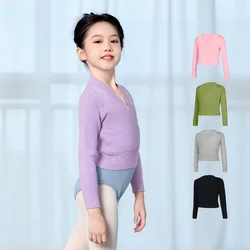 Winter Autumn Child Girls Front Cross Pullover Soft Knitted Dance Sweater Warm Ballet Dance Coats