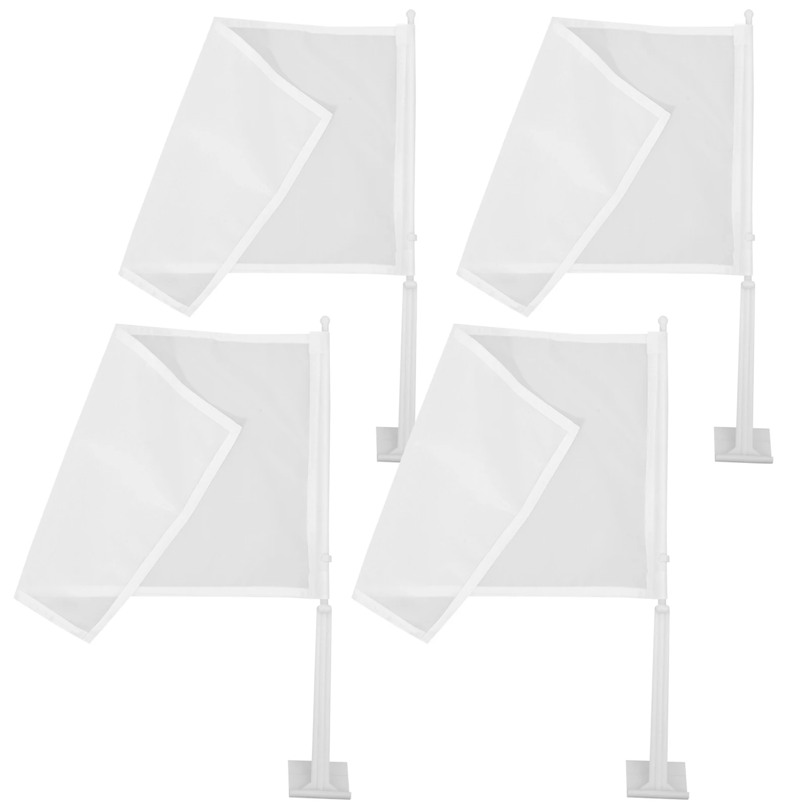 

4pcs Blank Handheld Signal Fan Cheering Match Referee Waving Flag Diy Racing Event Competition Lightweight Sturdy Handle Easy