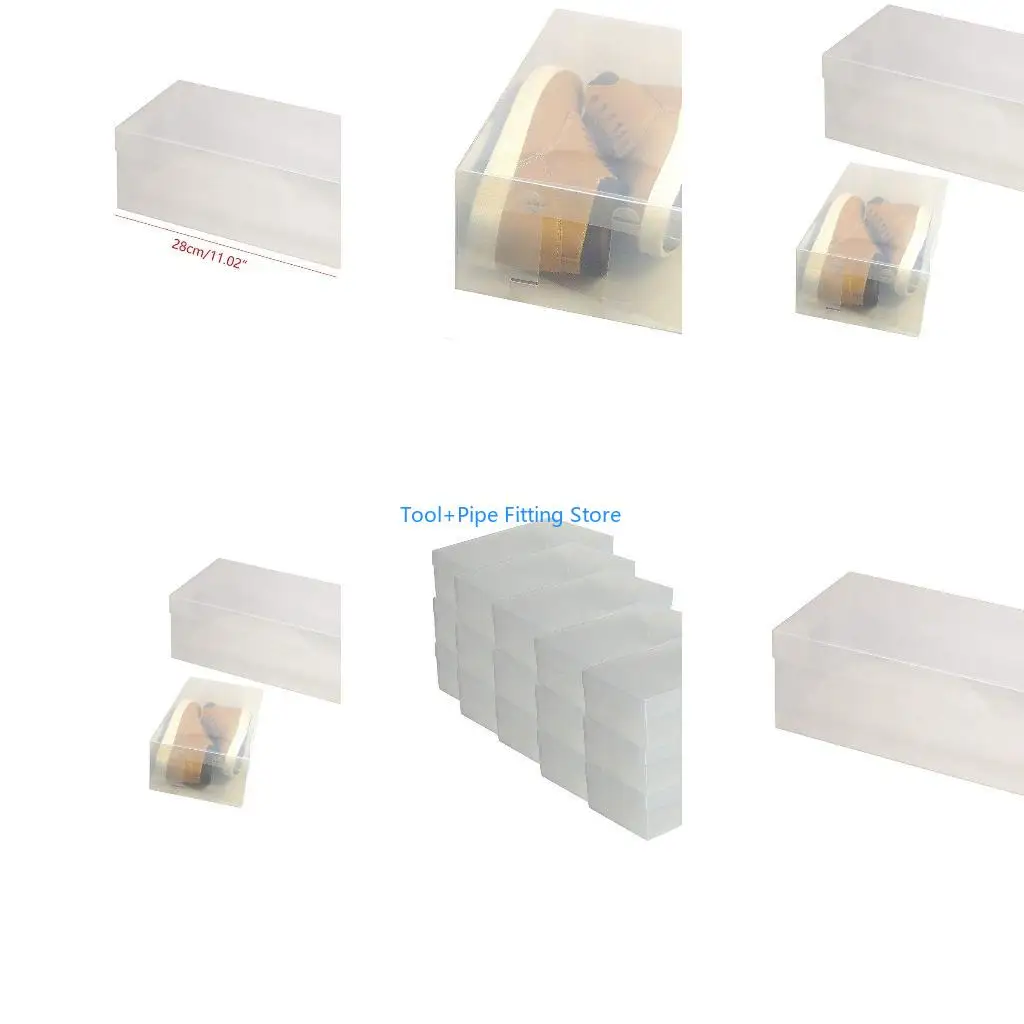 F92B Multifunctional Shoes Storage Box Transparent Rectangle Shoe Box Shoe Holder Sundries Storage Box with Lid Space Saving