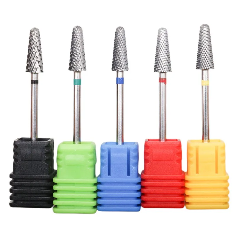 Cone Carbide Nail Drill Bit, Fresa para Manicure, Rotary Burr Nail Bits, Furadeira Elétrica Acessórios Ferramenta, 5mm, 3 ", 32"