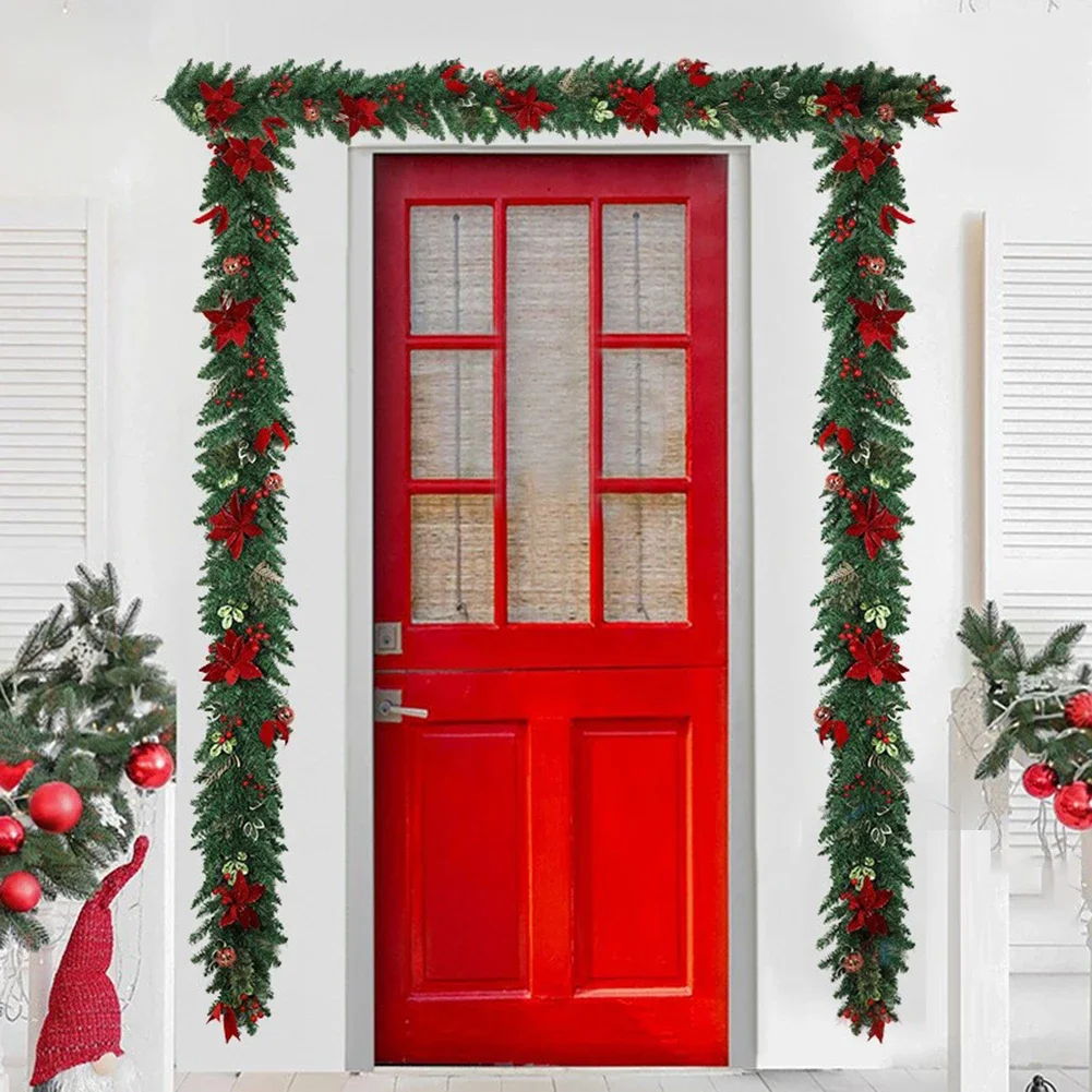

Holiday Decoration Poinsettia Decoration Multiple Length Options Seasonal Decor Vibrant Red Flowers Festive Decor 1.8m