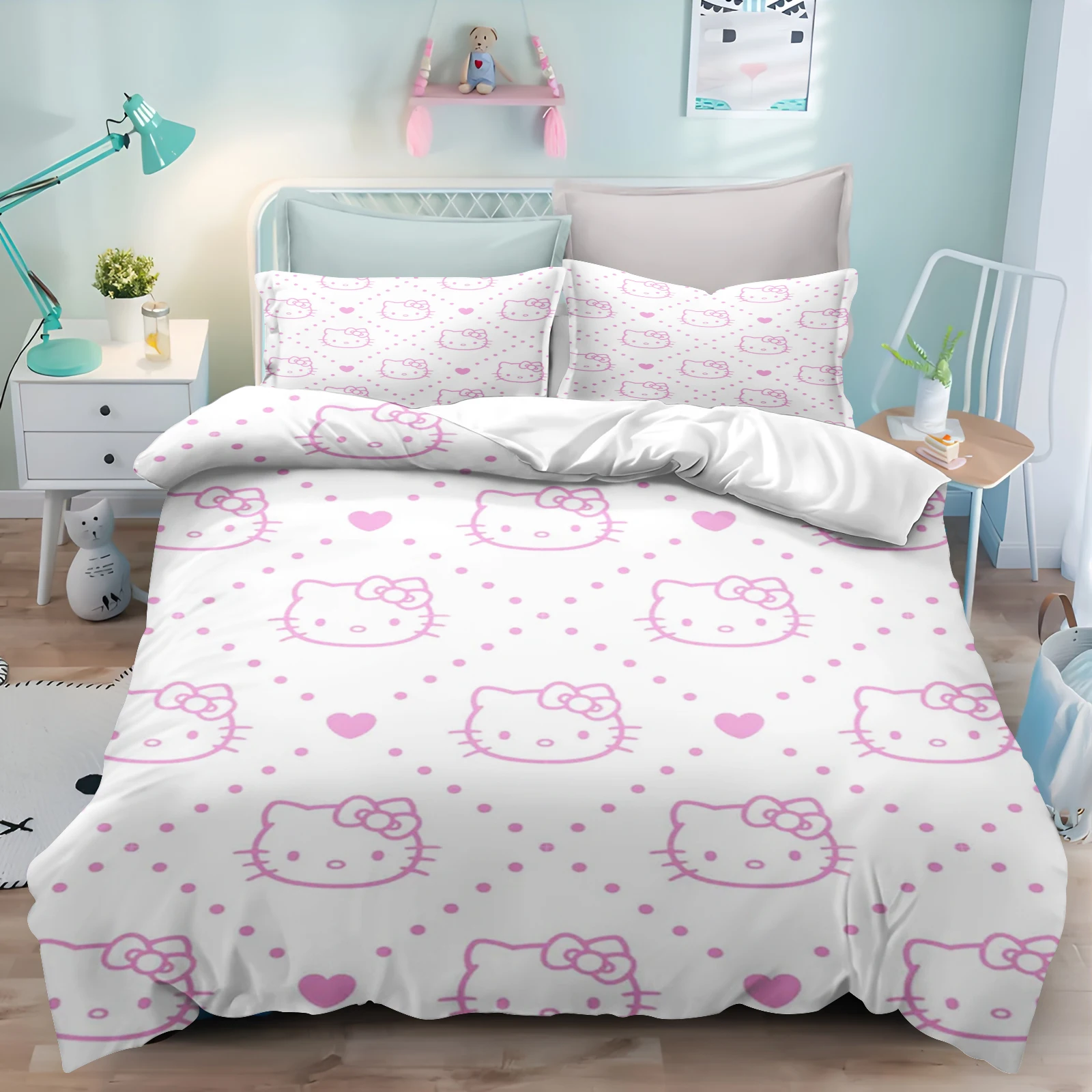 

Sanrio Cartoon Hello Kitty Quilt Cover Children Animation Soft Breathable Custom Made Home Baby Bedroom Comforter