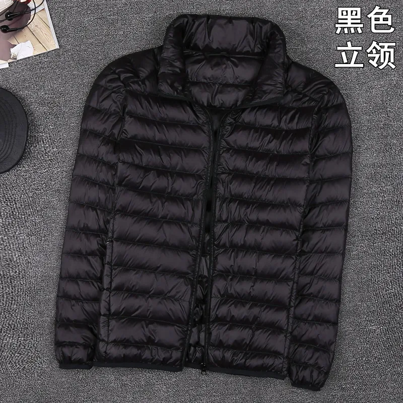 Autumn New Mens Clothes Fashion Boutique Solid Color Ultra-thin Light Comfortable Casual Hooded White Duck Down Jacket Men Coat