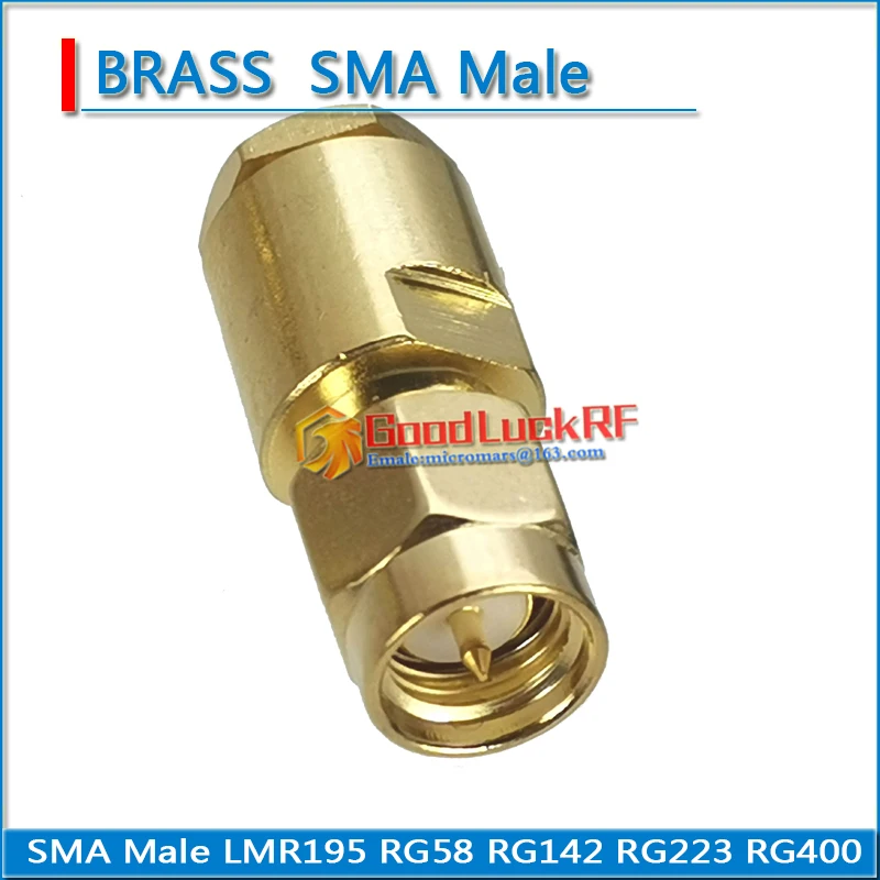 RP-SMA RPSMA RP SMA Male plug Clamp Solder LMR195 RG58 RG142 RG223 RG400 Cable Brass GOLD Straight RF Connector Adapters