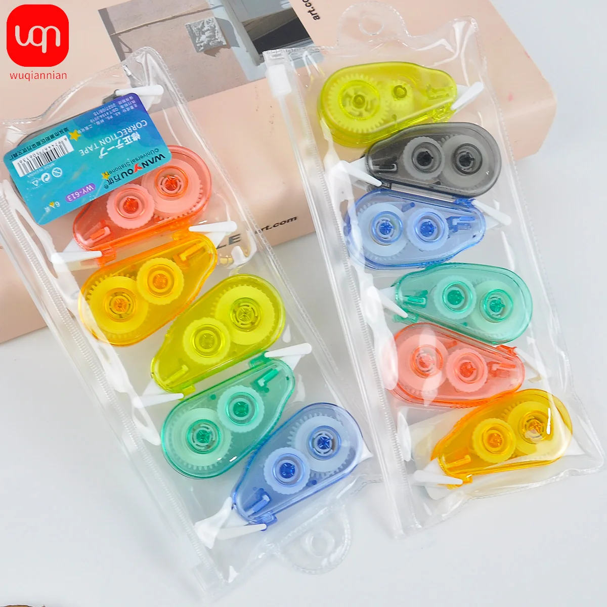 6 stuks mini-correctietape voor onmiddellijke correctie schoolkantoorbenodigdheden, (regenboog)