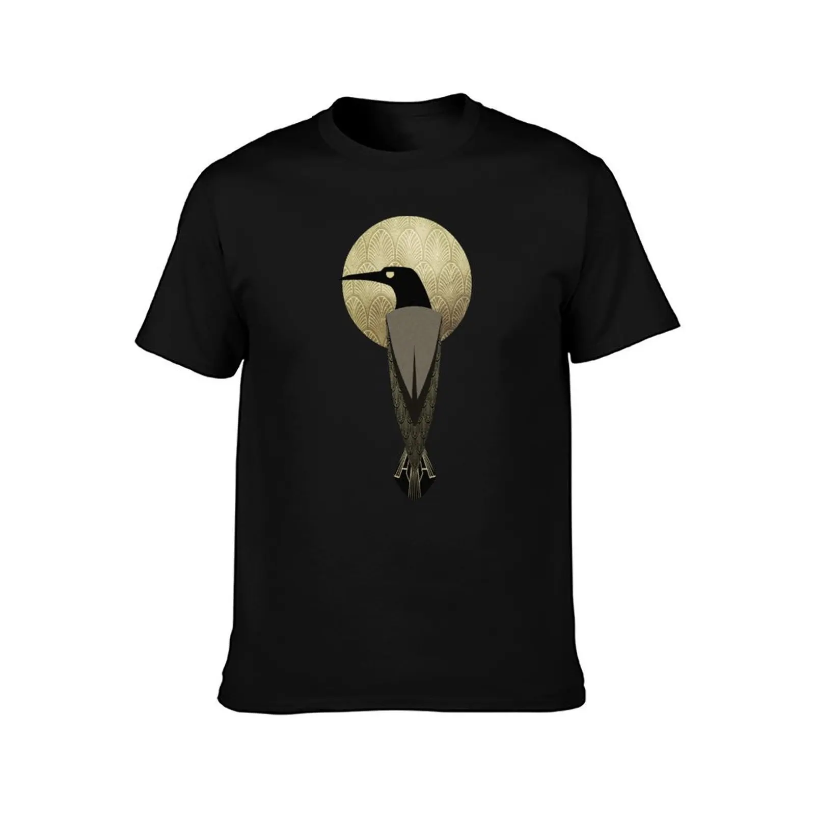 art deco crow T-Shirt Casual All Match Tee Shirt for Men T-Shirt