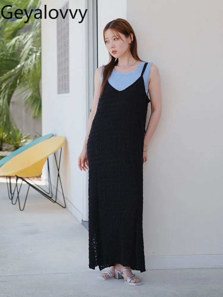 

Casual Dresses for Women Summer New Japanese Style Casual Inner and Outer Wear Lace-up Lace Long Suspender Dress Femme