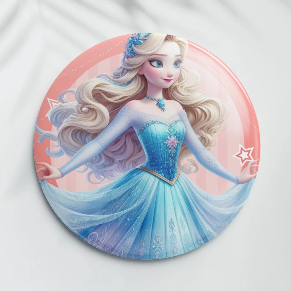 Disney Frozen Elsa Anna Principessa 58mm Cosplay Cartoon Anime Distintivo con Perni di Metallo per Bambini Borse Vestiti Cappello Zaino Decor Regali