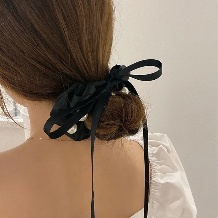 Korean Ribbon Hair Scrunchie Simple Elegant Bow Soft Stretchy for Summer Daily Ponytail Bun Premium Quality