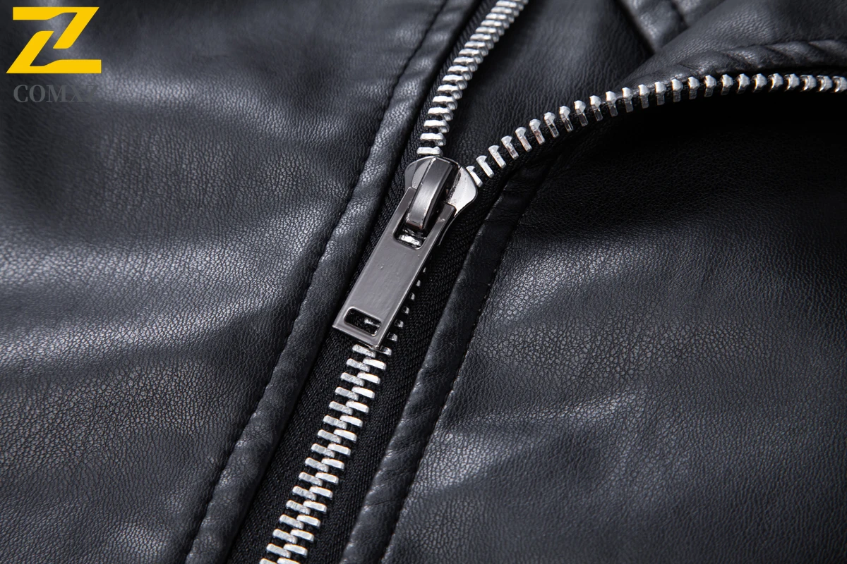 2025 New Leather Jacket Men's Vintage Fake 2 Pieces Hooded Windproof PU Leather Coat Autumn Man Motorcyclist Faux Leather Jacket