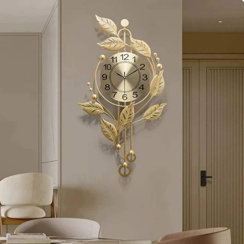 High-end Living Room Art LED Wall Clocks No Hole Wall Hanging Digital Clock Dining Room Metal Silent Watch Room Decorations Gift