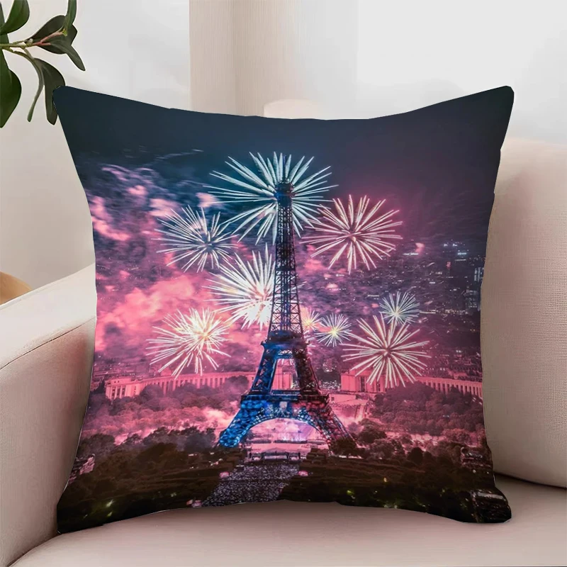 Eiffel Tower Pillowcase 45*45 Cushion Cover 50x50 Home Decoration Decorative Pillow Cover 55x55 Cushions Covers Bed Pillowcases