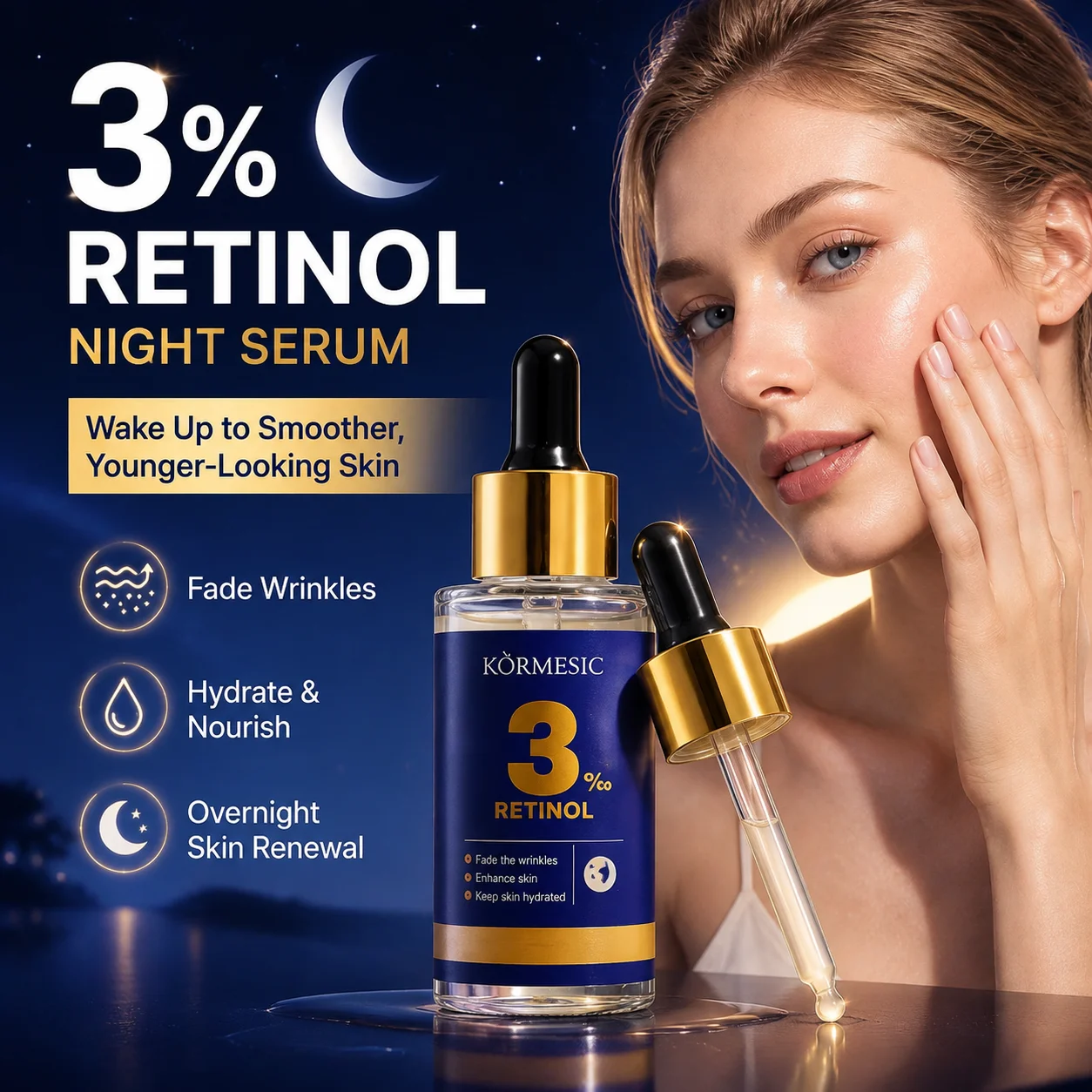 Retinol Face Serum Lifting Firming Essence Hydrating Moisturizing Facial Care Night Skin Care Products