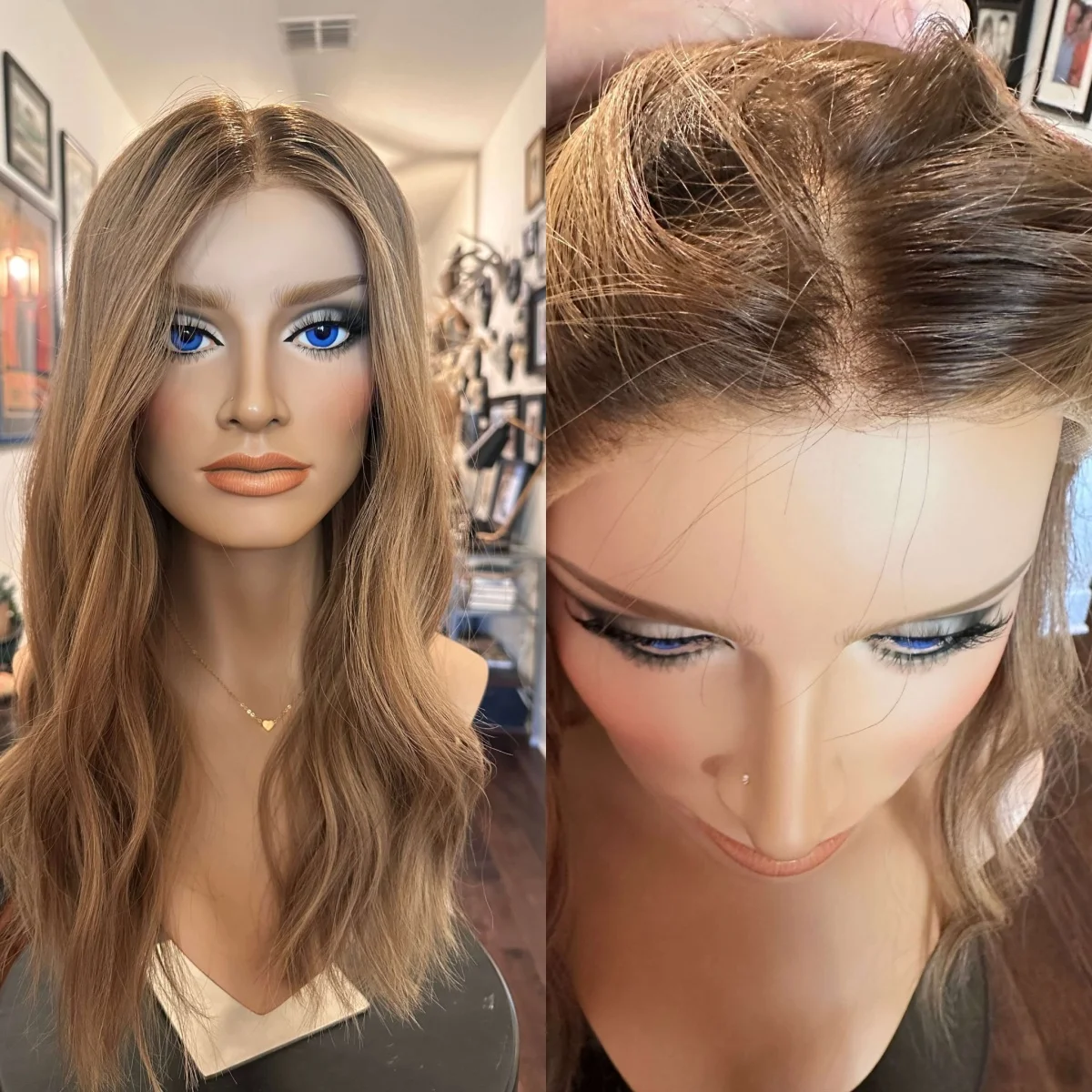22 Inches Soft Body Wave Wig 13x4 Brunette Honey Brown Highlights HD Lace Front Wig Natural Preplucked Hairline High Quality Wig