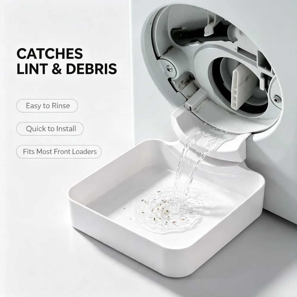 Washing Machine Drain Tray Anti-Overflow Water Catch Box for Drum Washer Cleaning Lint Drain Funnel Drip Tray