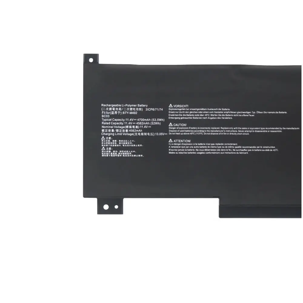 

High Quality BTY-M492 Laptop Battery For MSI Pulse GL66 11UDK-076 GL66-11UDK-066JP 11UEK-050XFR 11UEK-007FR Notbook 11.4V 53.5Wh