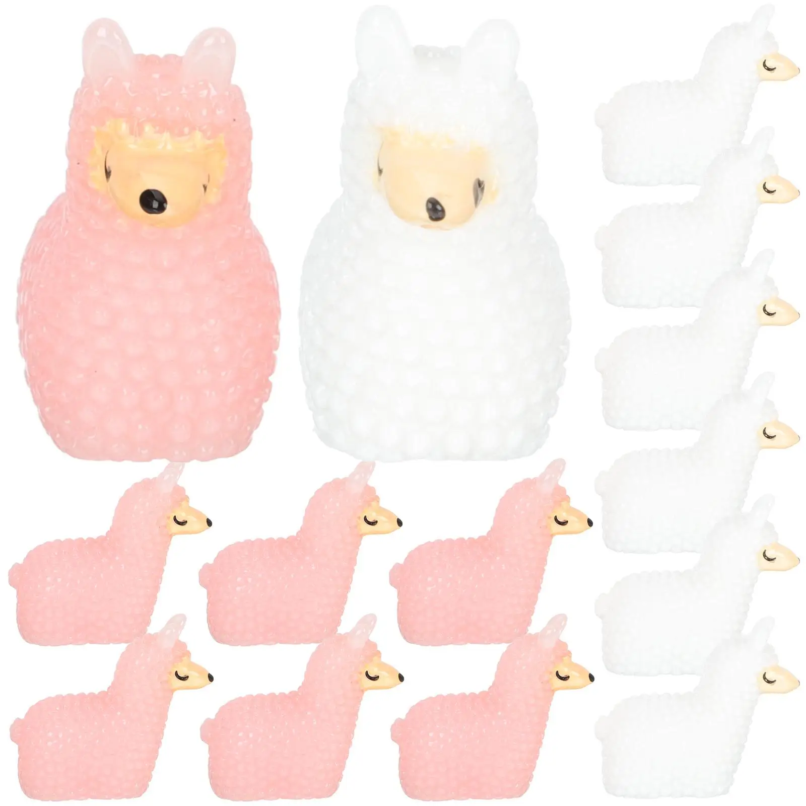 

20 Pcs Alpaca Keychains Resin Figurines Pink White DIY Jewelry Accessories Cartoon Ornaments Home Decor Statue