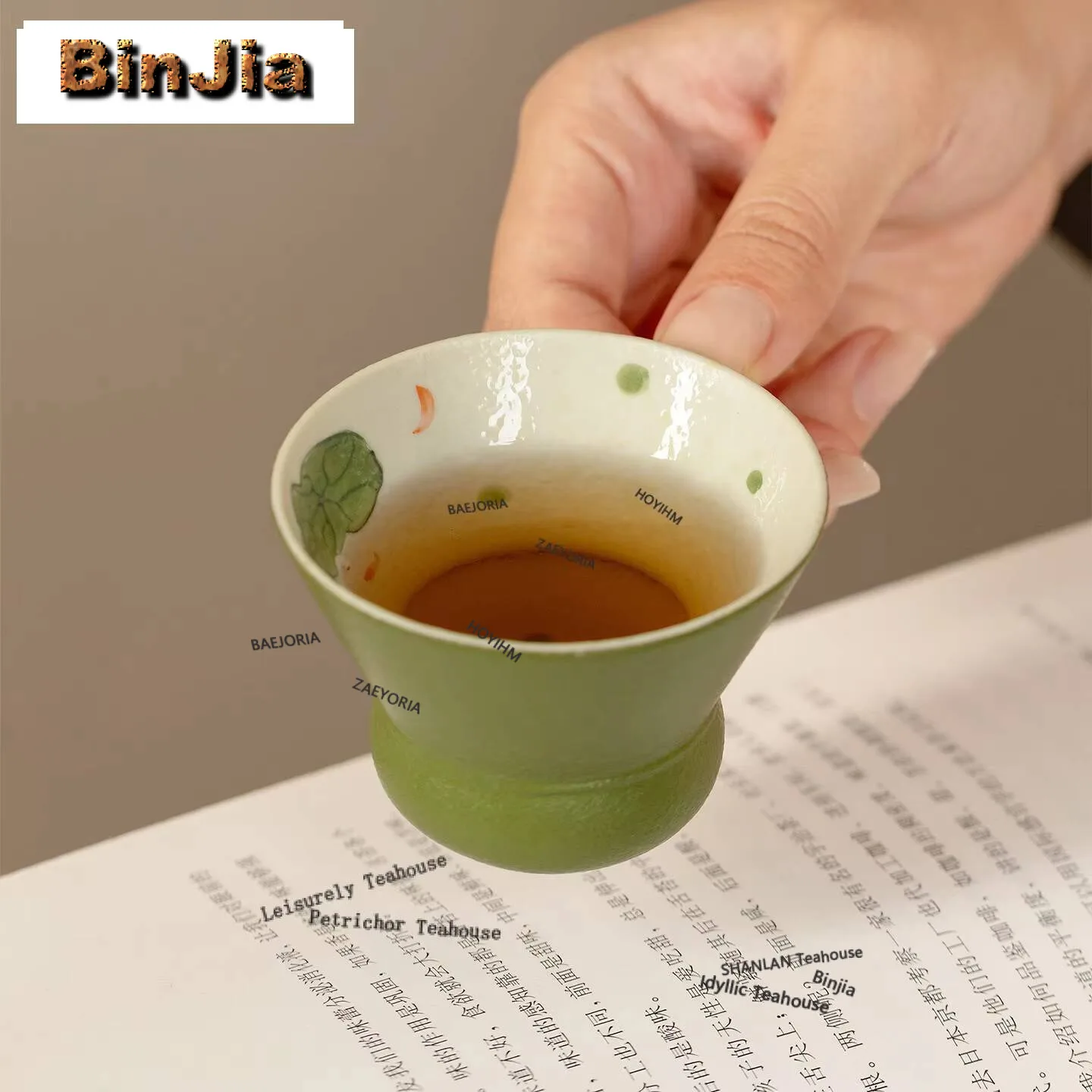 

70ml Hand-painted Lotus Leaf Fish Teacup Elegant Tea Bowl Cute Cup Tea-tasting Meditation Cup Chazhan Master Cups Teaware Craft