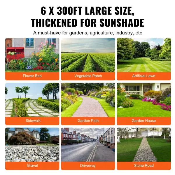 VEVOR Weed Barrier Landscape Fabric 6*300FT Heavy Duty ทอ PP Weed Control Mat