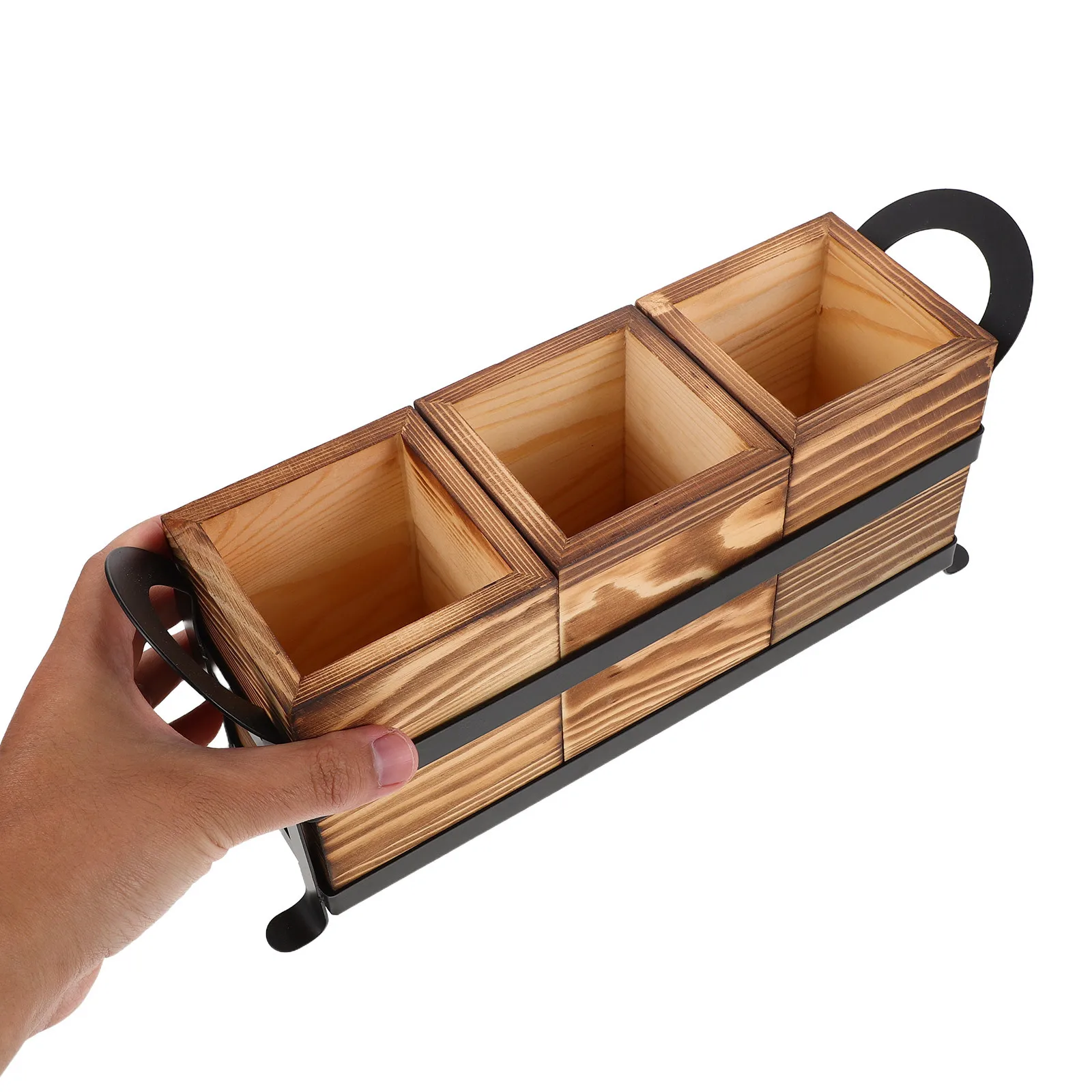 

Wooden Utensil Caddy Solid Wood Rustic Countertop Tabletop Cutlery Box Flatware Organizer Silverware Holder Makeup Brush