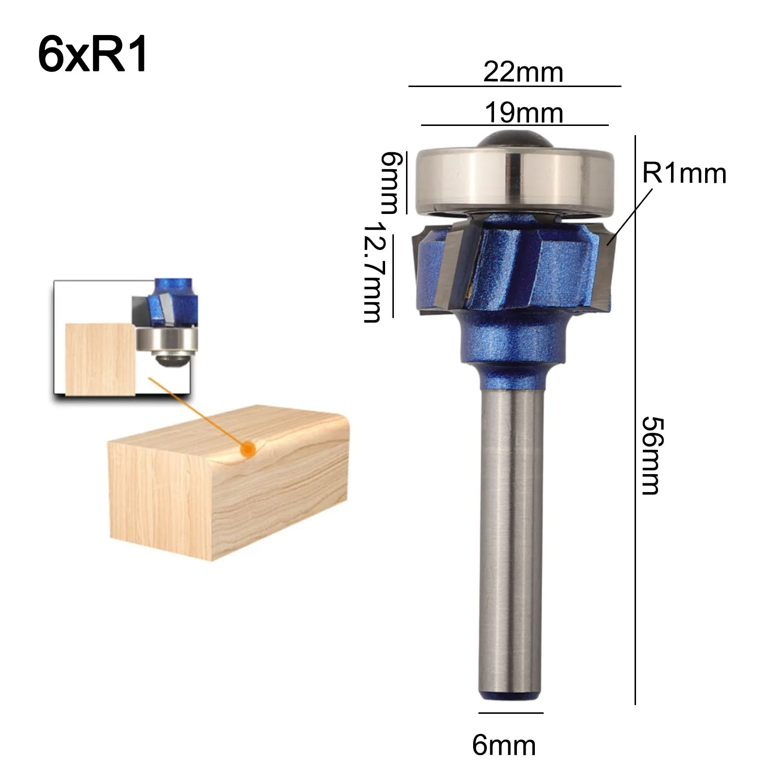 6/8MM 1/4 Shank 4 Corner Router Bit R1/2/3 Trim Edging Woodworking Bit For Wood Arc Trimming Cutter R Milling Cutter Power Tools