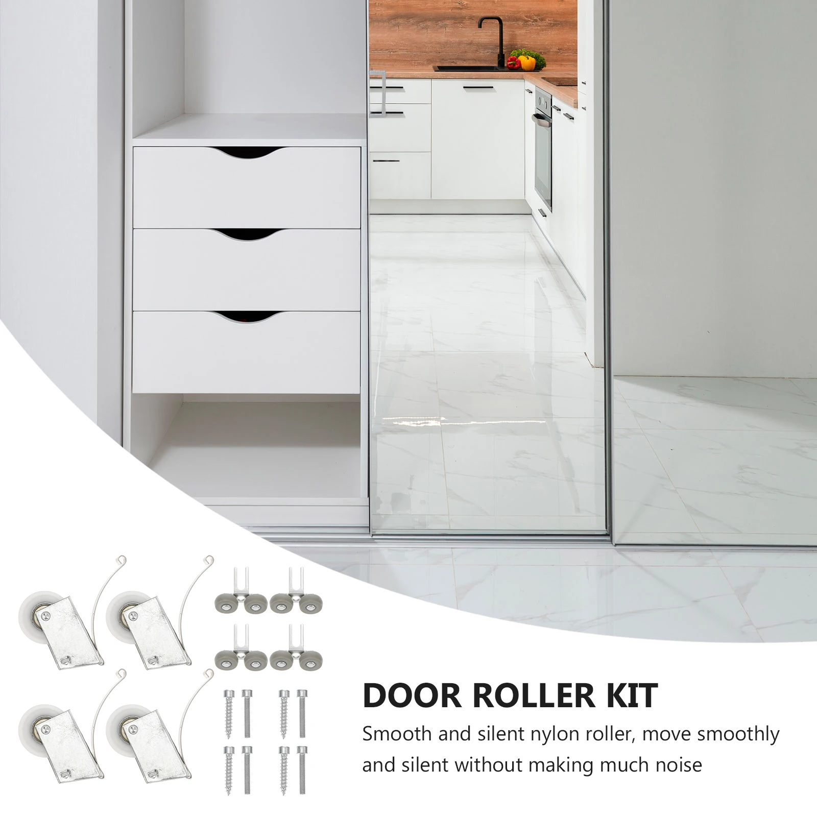 

4 set 4 Sets Sliding Door Roller Wardrobe Pulley Silent Durable Stainless Steel Furniture Door Wheel Sliding Cabinet Track