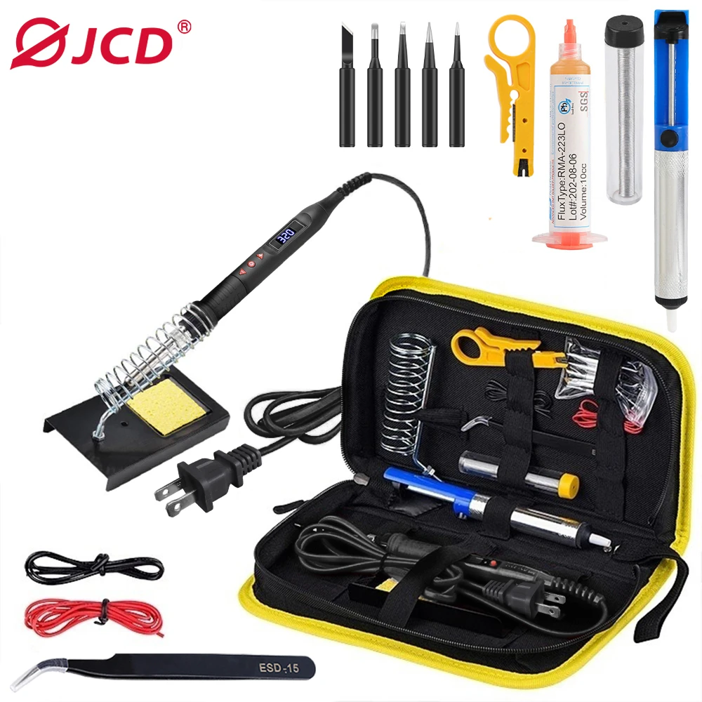 Kit saldatore JCD 80W 220V pulsante multifunzione stazione di saldatura a temperatura regolabile Display LCD illuminazione ferro 908U