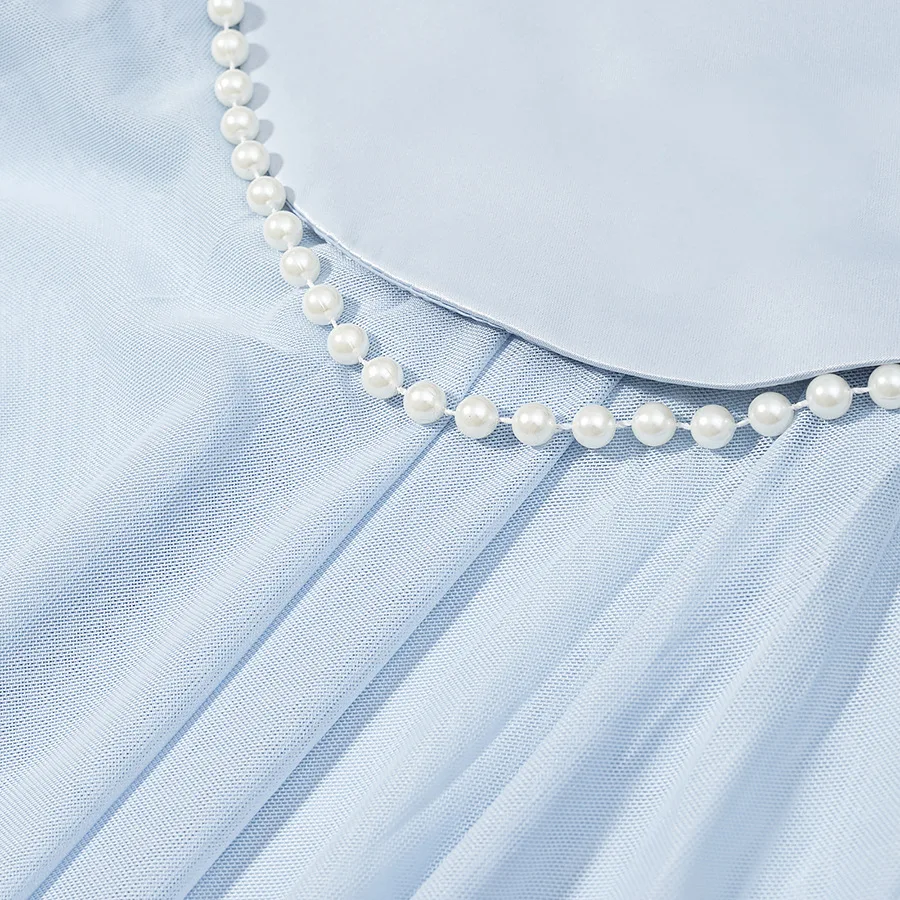 Solid Tie-Accent Floral Hem Evening Gown Strapless Paneled Pearl Chain 2026 Party Elegant Women Maxi Dress Wedding Chic Vestidos