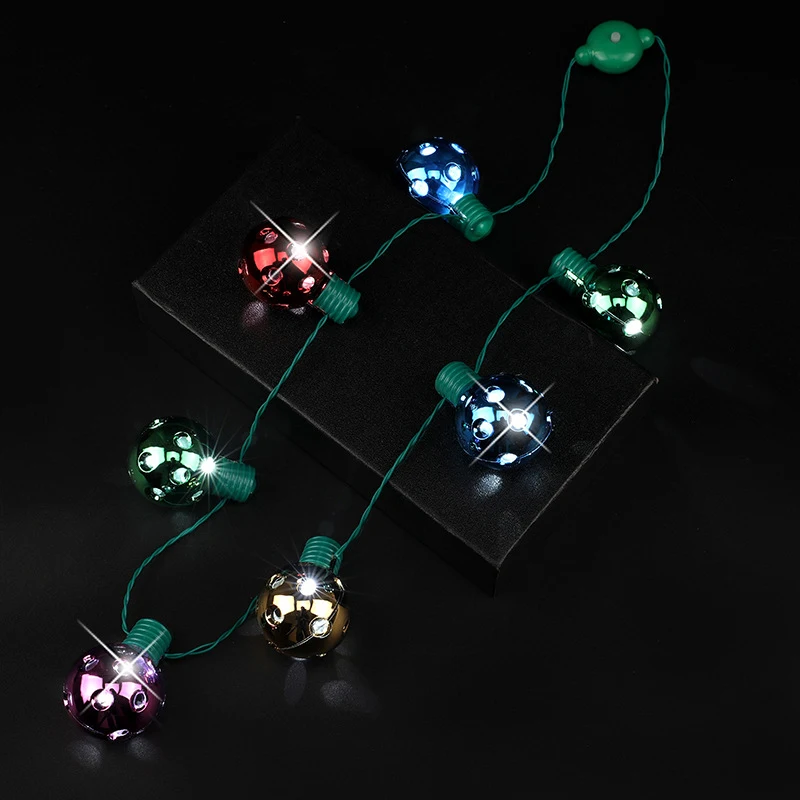 Christmas Glow Colorful Necklace Colorful Disco Flash Light Bulb Necklace Christmas Children's Gift Christmas Party Decoration