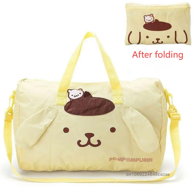 Sanrio Hello Kitty My Melody Cinnamoroll Pom Pom Purin Travel Bag Cute Cartoon Large Capacity Storage Bag Trend Casual Handbag ﻿