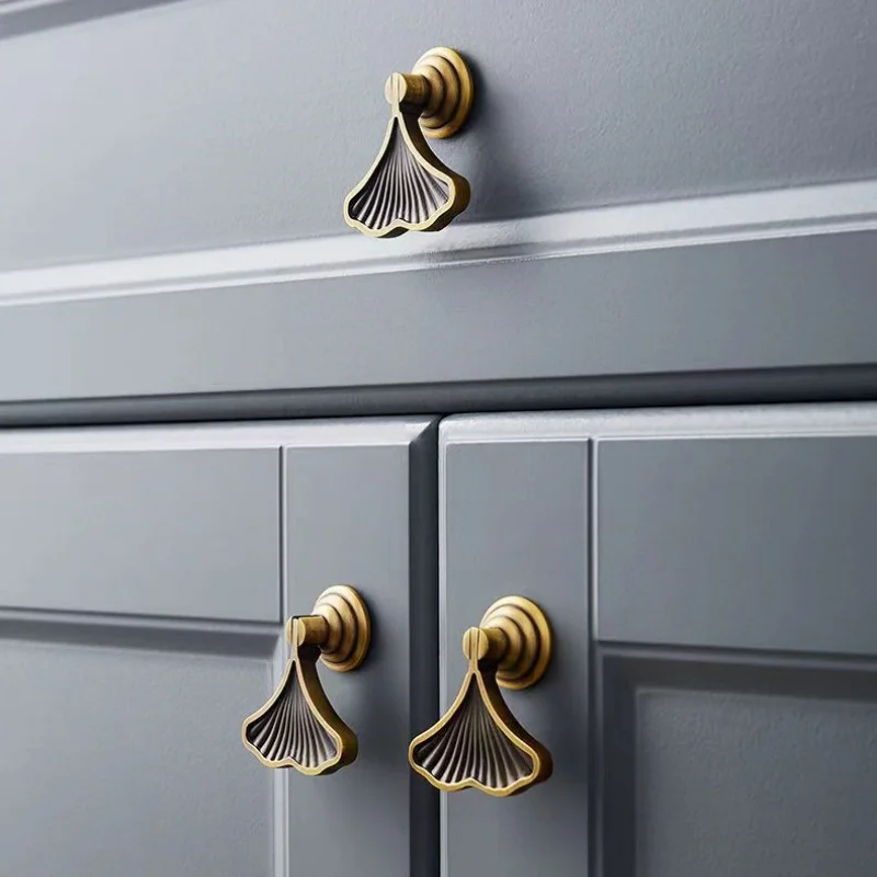 New Chinese Solid Brass Kitchen Cabinet Handles Antique Kitchen Cupboard Pulls Vintage Furniture Knobs And Handles For Drawers