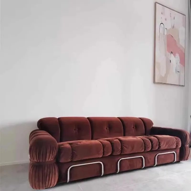 Wooden Elegant European Sofa Velvet Individual Nordic Salon Puffs Sofa Recliner Luxury Design Divano Soggiorno Home Furniture