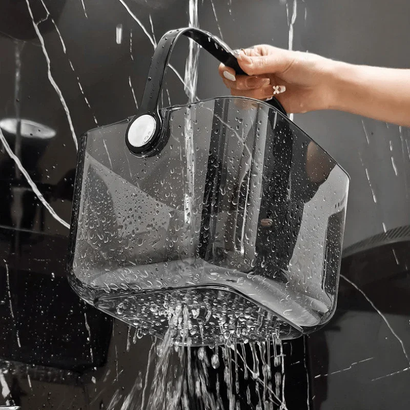 سلة الحمام، سلة تنظيم، سلة سفلية مجوفة، سهلة الصرف، سلة تخزين شفافة للحمام مع مقابض