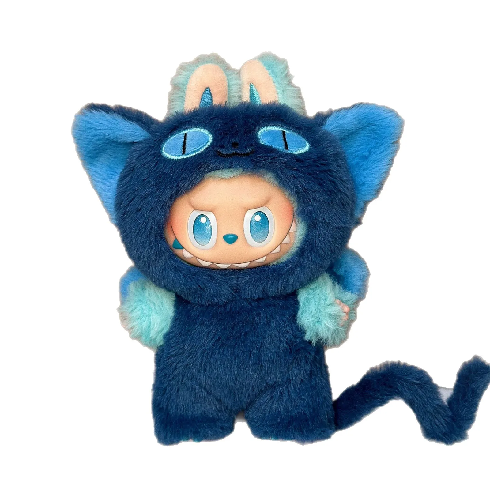 ropa labubu, colgante de caja ciega de vinilo, ropa para muñecas, ropa para muñecas de gato azul de 17cm, reemplazable