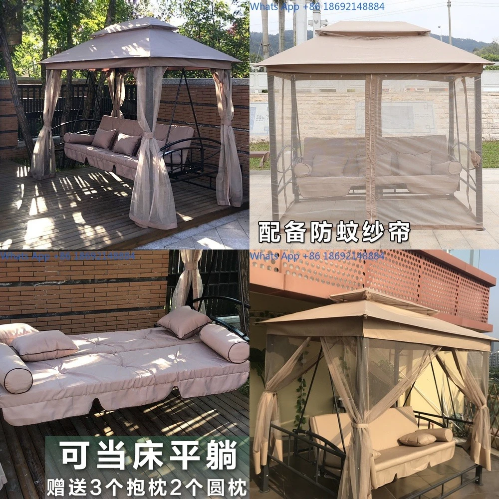 

Outdoor Swing Bed Garden Rocking Chair Metal Lazy Double Patio Hammock for Yard and Terrace