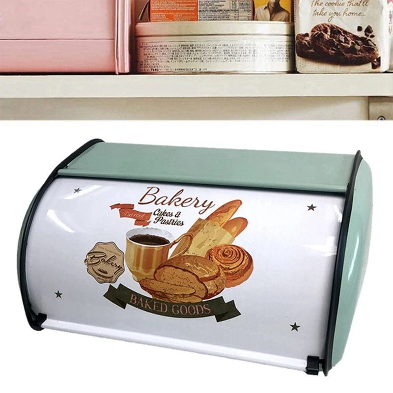 Bread Box Bin Storage Containers Rolling Door For Home Coffee Shop Or Bakery Bread Box Kitchen Storage Containers Holder