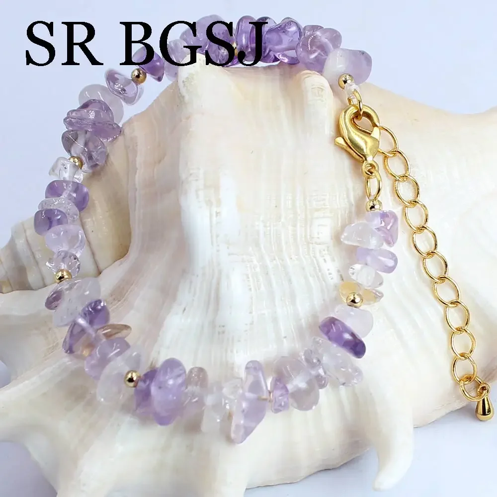 6-8mm Ametrine Genuine Natural Gems Stone Women Chockers Necklace Bracelet Jewelry Set 17.5\