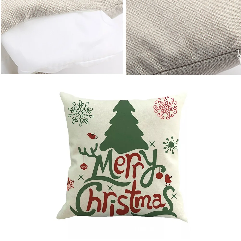 

Christmas Linen Throw Pillow Cover Decorative Case for Home Sofa Bed Chair Festive Pattern Throw Pillow Cases