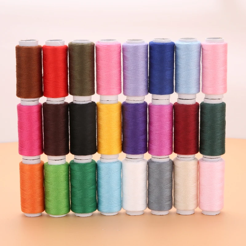 24 Color Sewing Thread 100 Polyester Yarn Sewing Thread Roll Machine Hand Embroidery  Each Spool For Home Sewing Kit