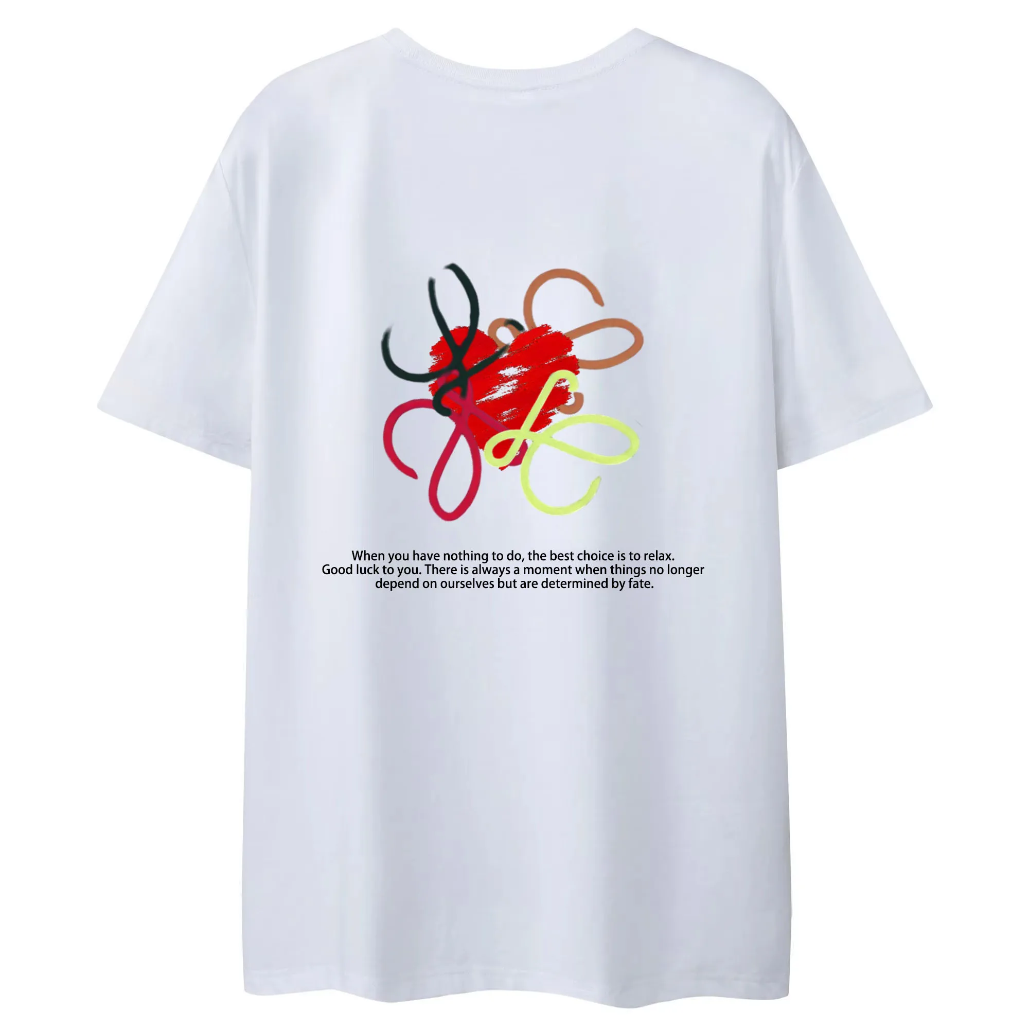 

New Summer Trendy Brand Heavyweight Cotton Men's T-shirt Loose Versatile Base Layer for All Seasons Printed T-shirts Luxury