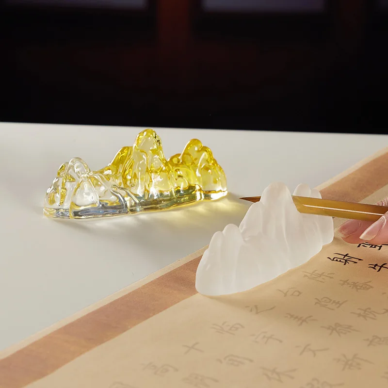 Crystal Glass Brush Rest Pen Holder Transparent Calligraphy Stand Desk Decor Use Home Office Study Art Writing Paperweight
