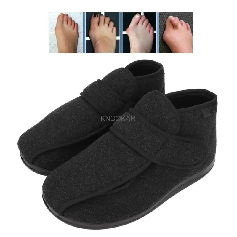 Diabetic Thumb Eversion Deformation Flat Shoes Anti-Skid Shock-Absorbing Adjustable Fat Feet Flat Shoes Men Postoperative Care