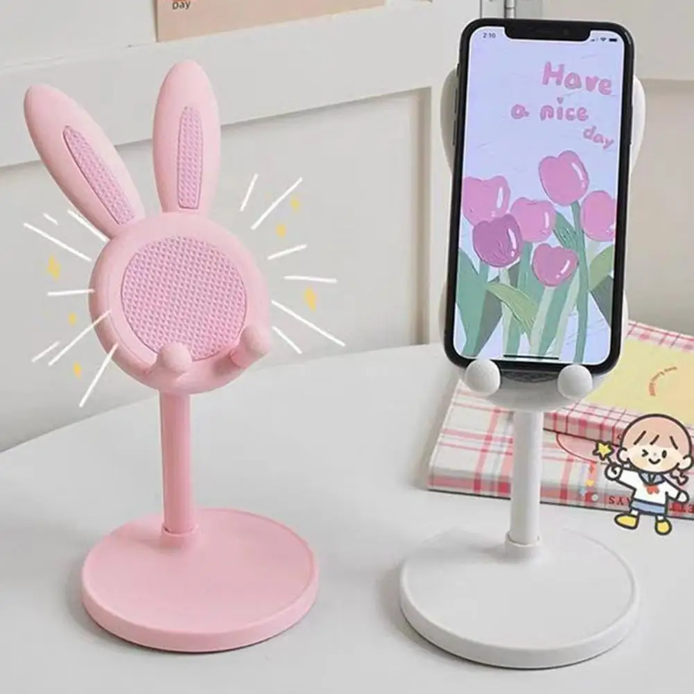 

Cartoon Phone Holder Stand for Phones And Tablets Height Adjustable Tablet Stand Stable Base Bunny Ear Phone Stand