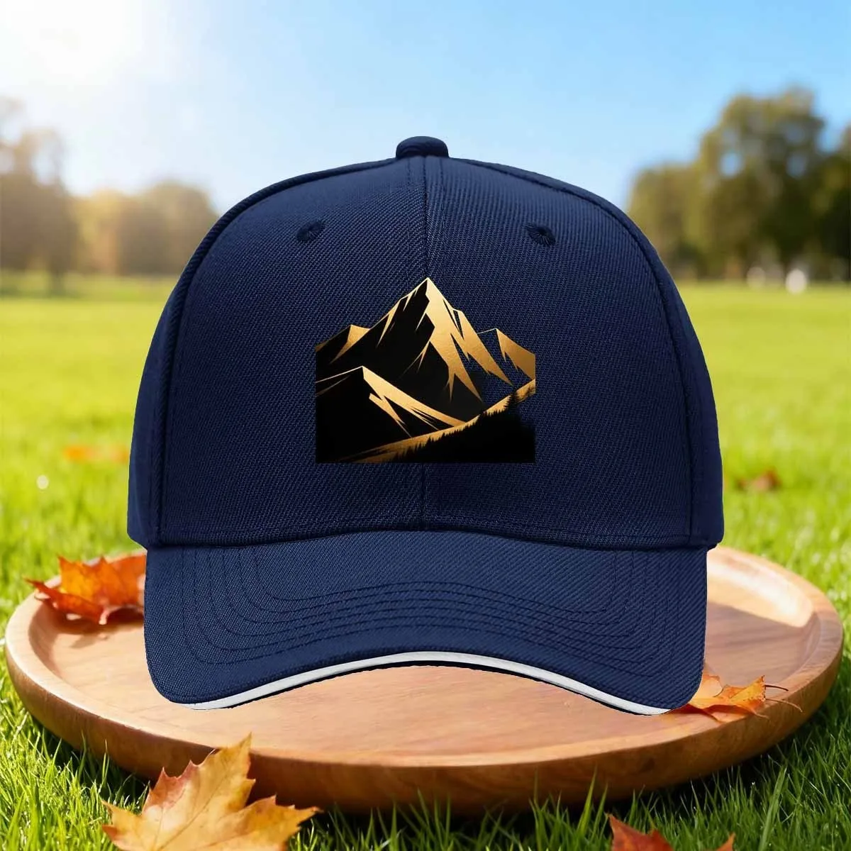 Mountain Outline Baseball Cap Unisex Polyester Adjustable Curved Brim Outdoor Sports Cap