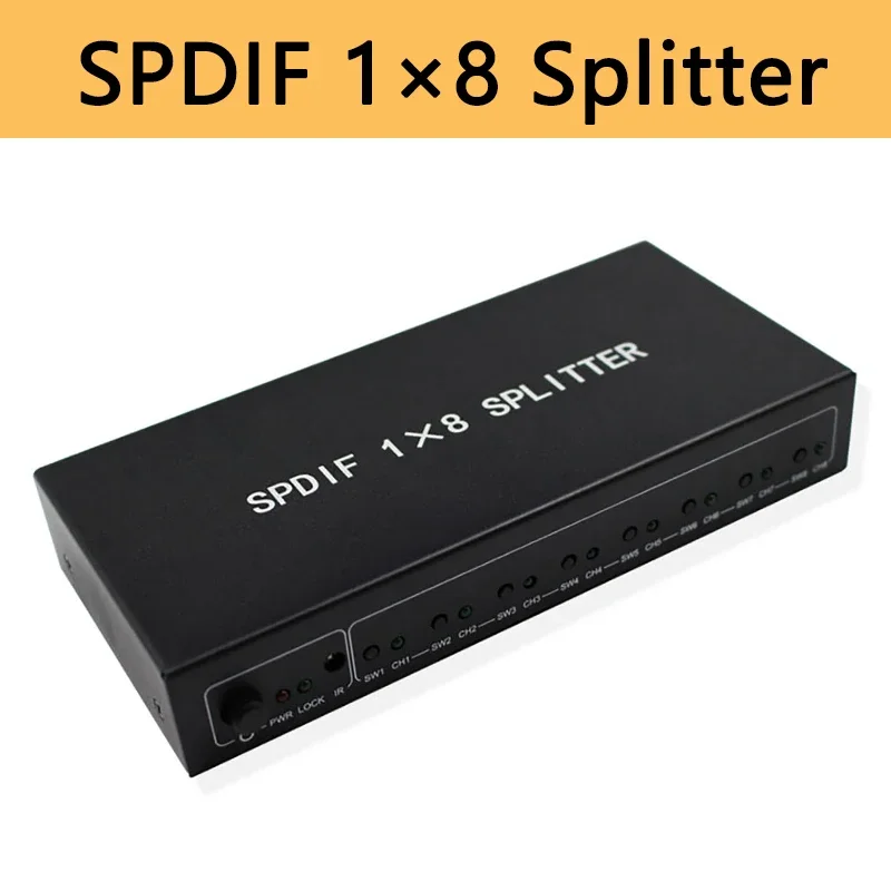 8 Port SPDIF Splitter 1x8 Digital Optical Audio Converter Fiber Toslink 1 input 8 output Support DTS AC3