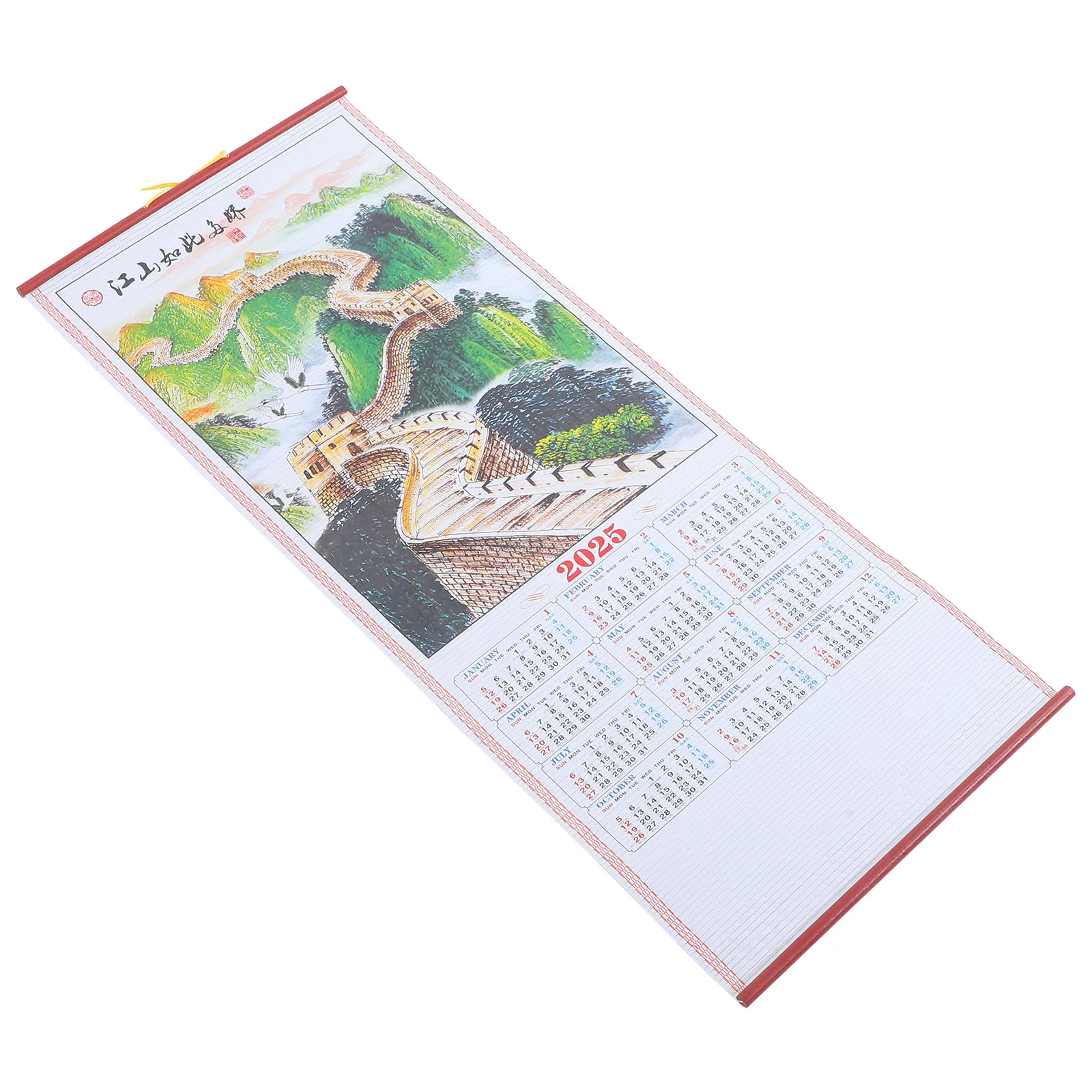 

Imitation Rattan Hanging Scroll Calendar 2025 Snake Year Lunar Clear Printing Wall Monthly Planner Decorative Painting Office