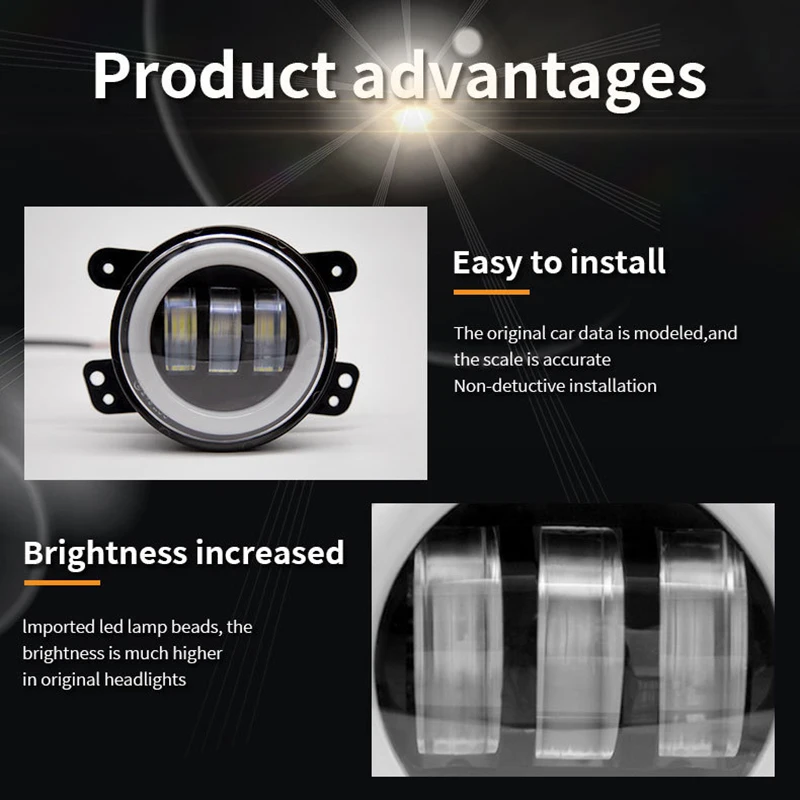 سيارة LED 4 بوصة المصد الأمامي الضباب الخفيف للطرق الوعرة مع/بدون الأبيض الأصفر خاتم على شكل هالة DRL عيون الملاك مصباح 30 واط أضواء الضباب