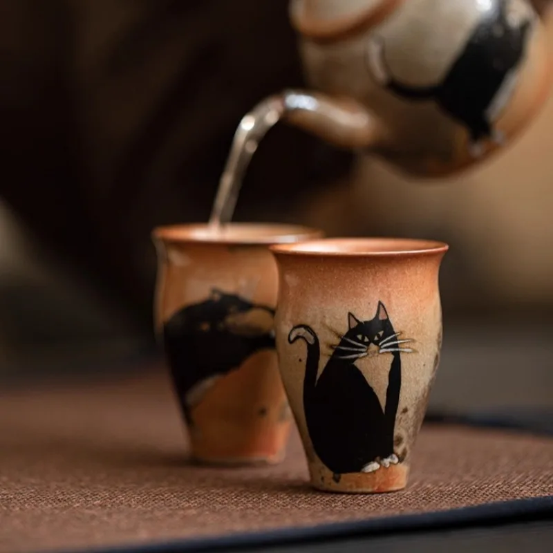 50 ml japanische Ofen ändern Keramik Teetasse Retro handgemachte Zhiye Katze Tasse kleine Master Becher Porzellan chinesische Kung Fu Gongfu Teegeschirr