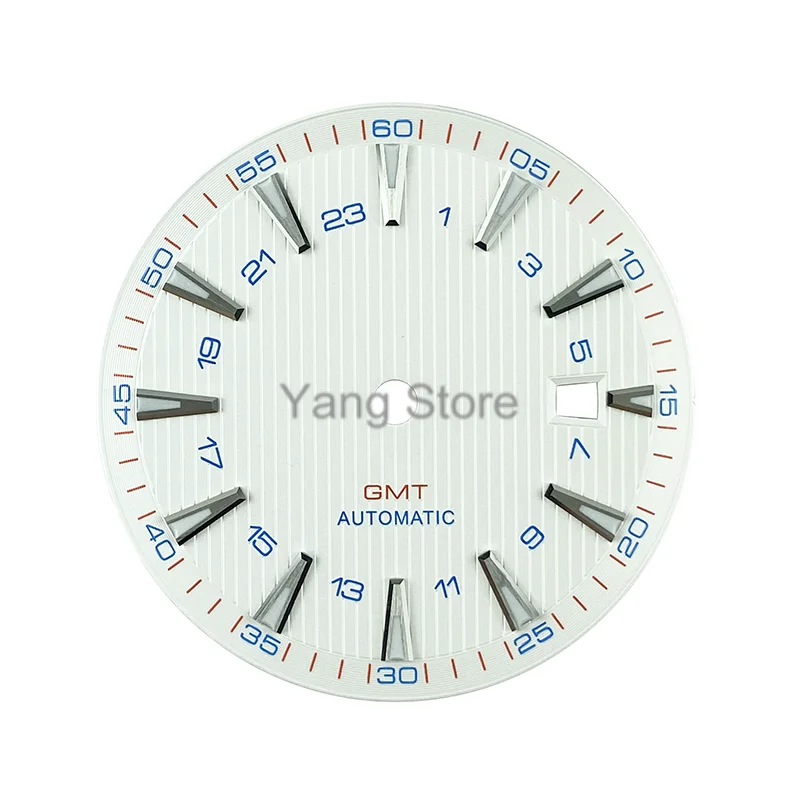 33.2 mm GMT Watch Dial Parts White/Black/Blue AT 150MGMT Watch Tool Sailboat Ring Textured Fit Pearl DG3804 Blue Luminous Dial