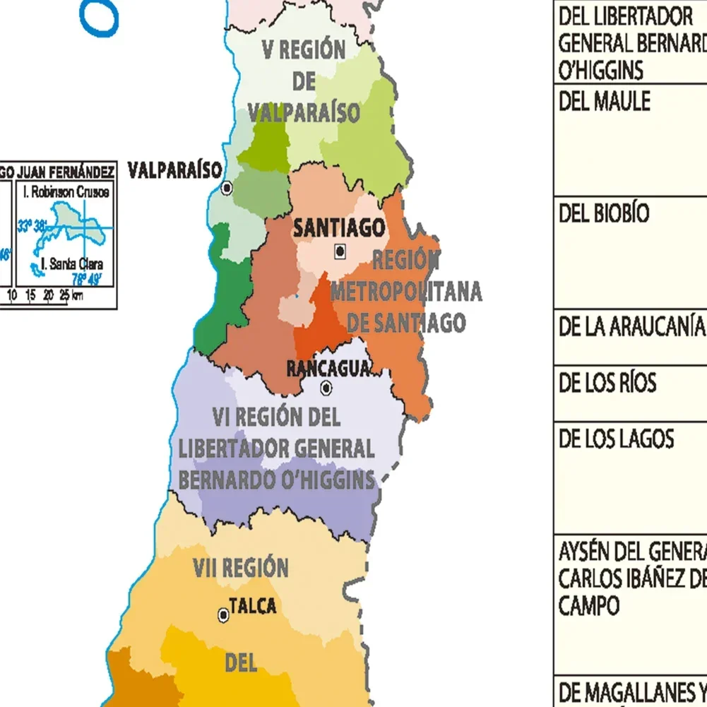 W języku hiszpańskim Chile mapa 42*59cm plakat artystyczny na ścianę obraz na płótnie obraz dekoracyjny artykuły szkolne dekoracja pokoju prezent podróżny